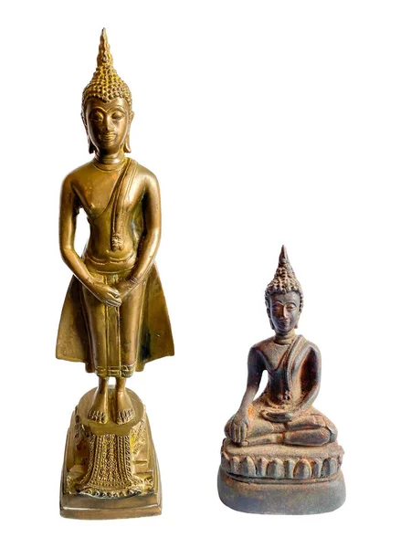 Golden Buddha Staty Isolera Vit Bakgrund Och Utrymme För Text — Stockfoto