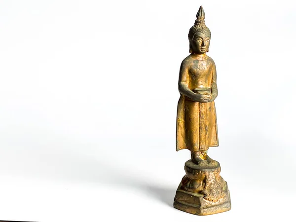 Golden Buddha Staty Isolera Vit Bakgrund — Stockfoto