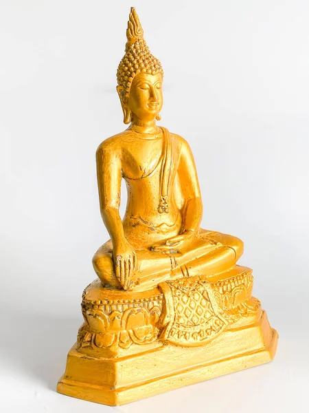 Golden Buddha Staty Isolera Vit Bakgrund — Stockfoto