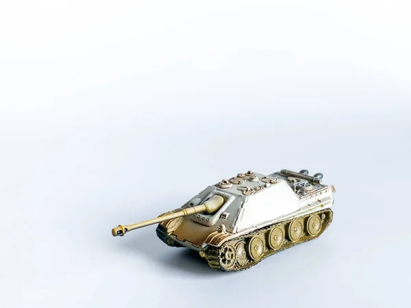 Segunda Guerra Mundial Tanque Modelo Brinquedo Isolado Fundo Branco — Fotografia de Stock