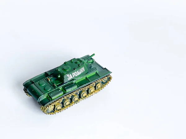Wereld Oorlog Tank Model Speelgoed Geïsoleerd Witte Achtergrond — Stockfoto