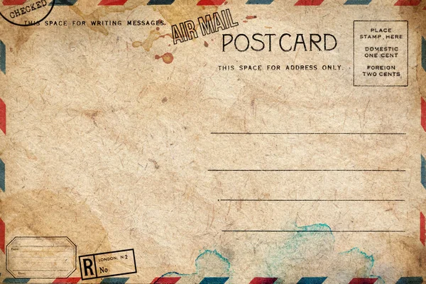 Voltar Cartão Postal Branco Vintage Com Manchas Sujas — Fotografia de Stock