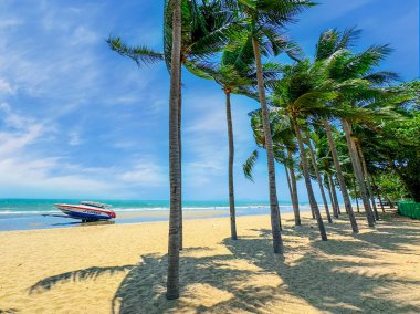 Pattaya Tayland - 30 Nisan 2024: Pattaya şehrindeki Jomtien plajı