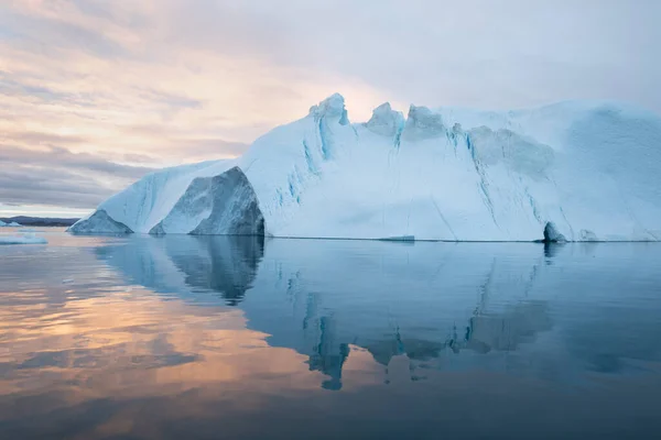 Ledovce Při Západu Slunce Příroda Krajina Grónska Disko Bay Západní — Stock fotografie