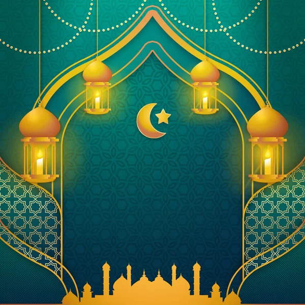 Fond Ramadan Modèle Carte Vœux Islamique Avec Ornement Arabe Illustration — Photo