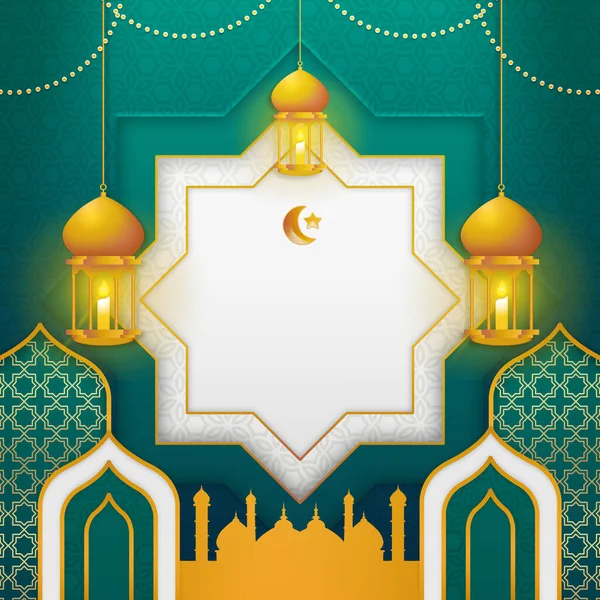 Ramadan Kareem Felicitare Design Islamic Lantern Festival Sărbătoare Fundal Ilustrație — Fotografie, imagine de stoc