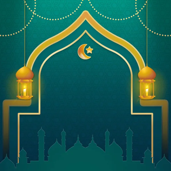 Ramadan Kareem Fundal Semilună Aurie Stele — Fotografie, imagine de stoc