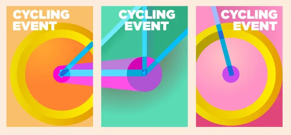 Canlı Parlak Renkli Bisiklet Posteri Geometri Soyut Tarzı Bisiklet Vektör — Stok fotoğraf