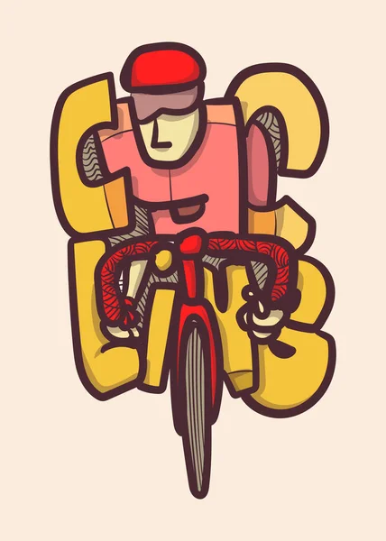 Велосипедист Типографист Абстрактный Стиль Векторная Иллюстрация — стоковое фото