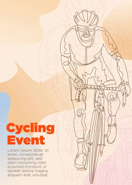 サイクリングラインアートサイクリングイベントポスターのサイクリスト 抽象的なスタイル サイクリングベクトルイラスト — ストック写真