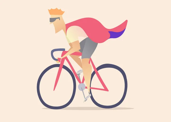 マウンテンサイクリングの王様 サイクリストは王冠と王のローブを着る サイクリングイベントポスター 抽象的なスタイルのベクトル図 — ストック写真