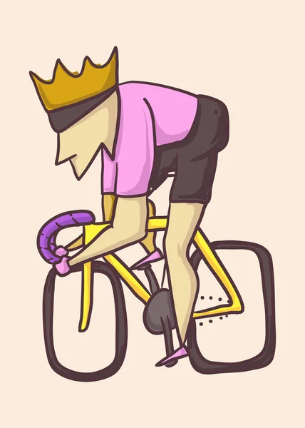 マウンテンサイクリストの王だ 手描き サイクリングイベントポスター 抽象的なスタイルのベクトル図 — ストック写真