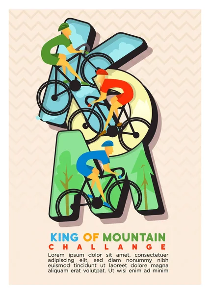 Kom För King Mountain Challange Affisch För Cykeltävlingar Abstrakt Stil — Stockfoto