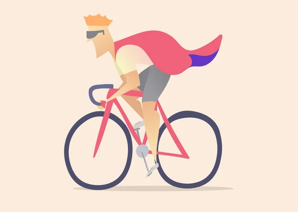 山地车之王骑自行车的人戴着王冠和王袍 自行车赛海报 抽象样式矢量说明 — 图库照片
