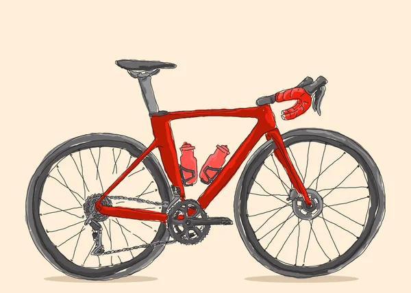 Bicicleta Carretera Roja Estilo Dibujado Mano Cartel Del Evento Ciclista —  Fotos de Stock