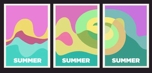Summer Abstract Painting Set Vector Illustration — Stock Photo, Image