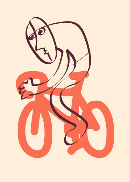 Cyclist Bike Promitive Drawing Hand Drawn Cycling Event Poster Abstract — Stock Photo, Image
