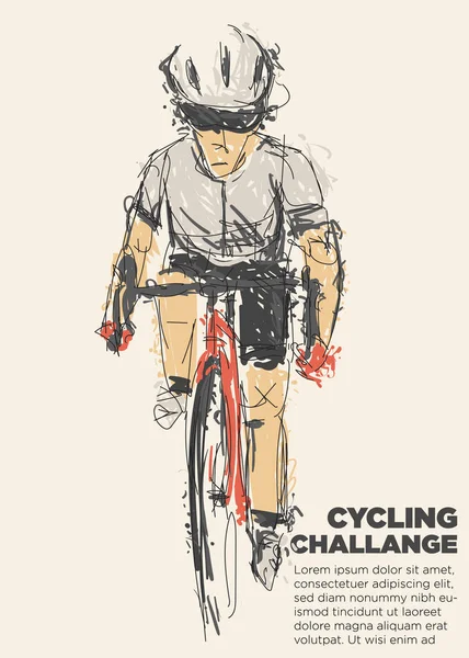Cykel Utmaning Händelse Affisch Bekymrad Torr Pensel Vektor Illustration — Stockfoto