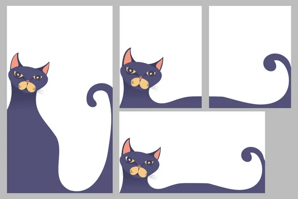Czarny Kot Kreskówka Pustym Obszarze Dostosowane Przestrzeń Kopiowania Dla Mediów — Zdjęcie stockowe