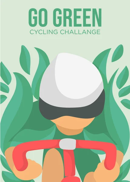 コピースペースを空白にした緑のサイクリングチャレンジテンプレートにアクセスしてください サイクリングベクトルイラスト — ストック写真