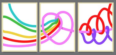 LGBT için aşk gökkuşağı seti. renkli ip çizgisi soyut biçim vektör çizimi