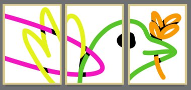 Barış kuşu rengarenk halat çizgileri soyut biçim boyama vektör çizimi