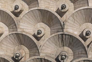 Half circles fountains that are part of the Cascade stairs in Yerevan, Armenia
