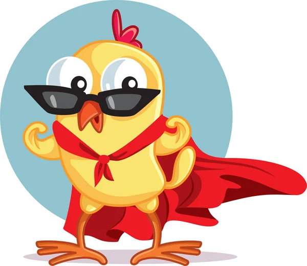 Cute Superhero Chicken Character Vector Mascot — Stock Vector