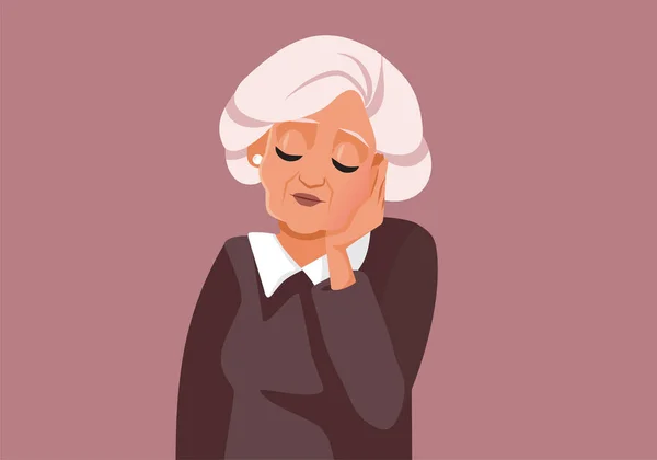 Ältere Frau Leidet Unter Zahnschmerzen Vektor Cartoon Illustration — Stockvektor