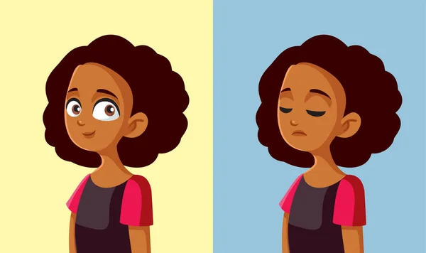非洲裔少女在经历着心境的变化 — 图库矢量图片