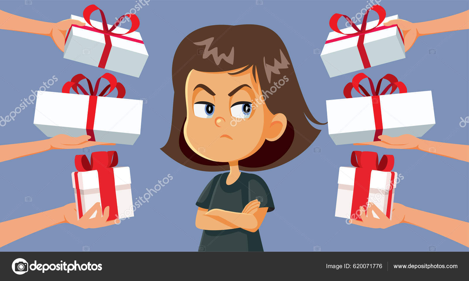 ungrateful-girl-liking-her-presents-vector-cartoon-illustration-stock