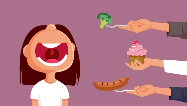 家庭过量喂食幼童病媒卡通画 — 图库矢量图片