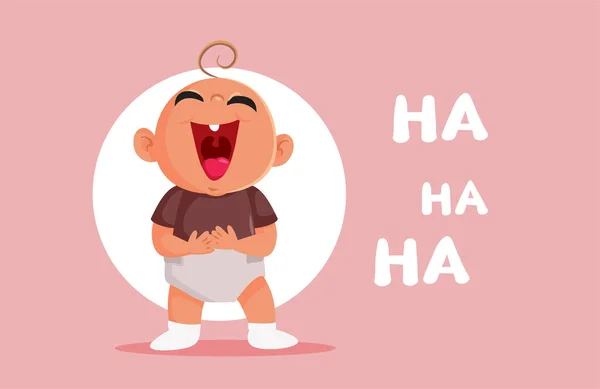 Happy Baby Laughing Out Loud Vector Cartoon Illustration — Stock Vector