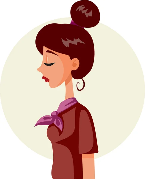 Profil Smutné Ženy Pociťující Depresi Úzkostlivé Vektorové Karikatury — Stockový vektor
