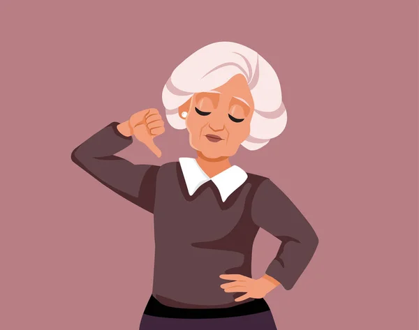 Perempuan Senior Memegang Thumbs Memberikan Umpan Negatif - Stok Vektor