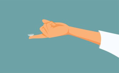 Hand Holding a Contact Lens Vector Cartoon Illustration clipart