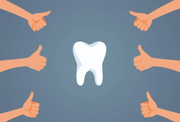 Perfect White Tooth Receiving Appreciation Vector Cartoon Illustration — Stock Vector