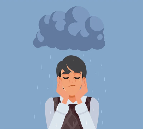 Sad Unhappy Man Having Bad Luck Vector Concept Illustration — Stock Vector