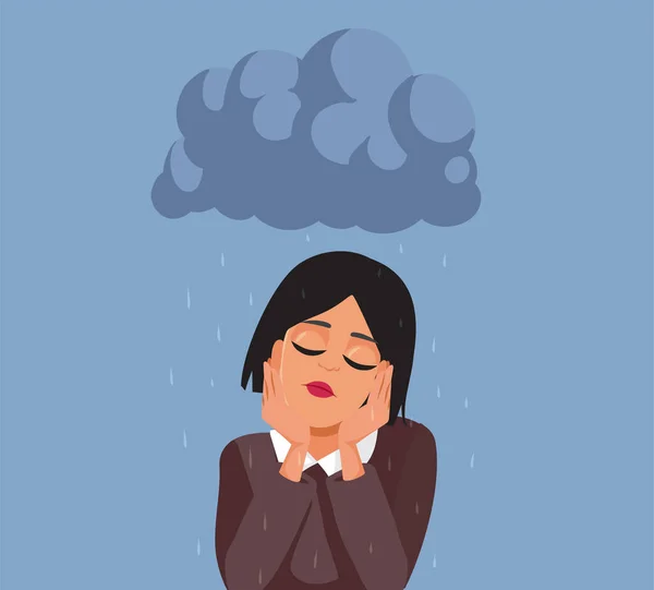 Nešťastná Depresivní Žena Mající Smůlu Koncepce Ilustrace — Stockový vektor