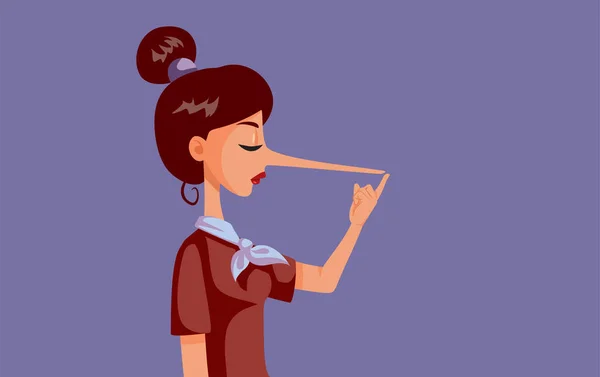 Wanita Terhina Memberitahu Kebohongan Tumbuh Besar Nose Vector Illustration - Stok Vektor