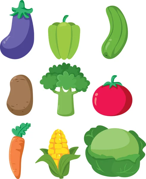 Vector Vegetables Set Foocery Produce Collection — стоковый вектор