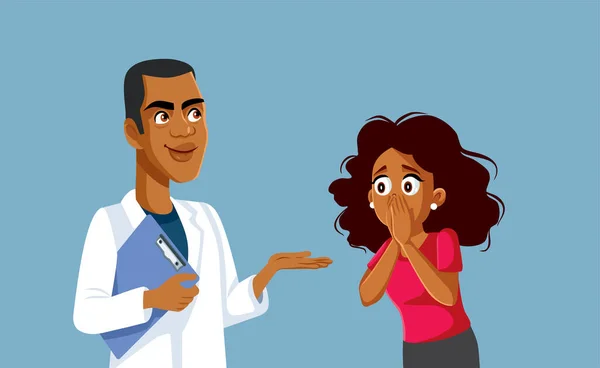 Doctor Consultando Paciente Con Náuseas Síntomas Vector Cartoon — Archivo Imágenes Vectoriales
