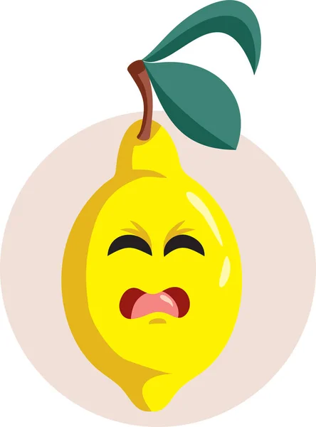 Funny Cartoon Lemon Character Making Sour Taste Face Expression — Stock Vector