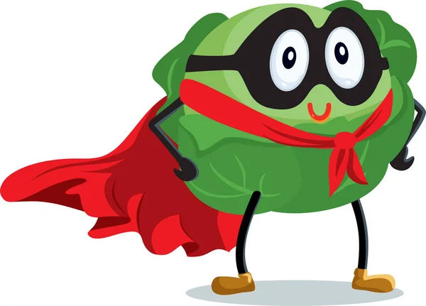 Sterke Superheld Cabbage Vector Stripfiguur — Stockvector