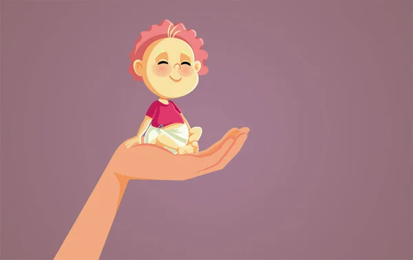 Ouder Beschermen Kleine Baby Aanbieden Van Een Ondersteunende Hand — Stockvector