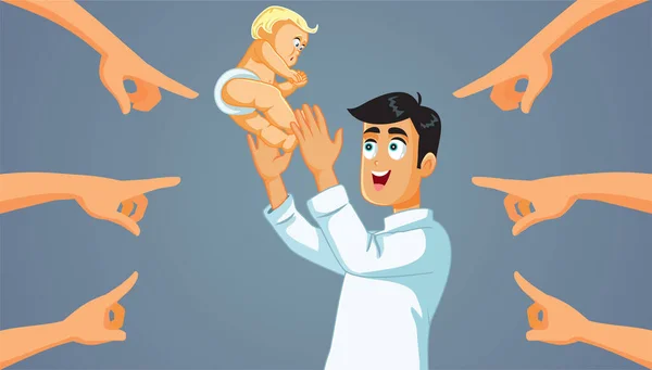 Άνθρωποι Ντροπιάζοντας Τον Μπαμπά Για Απερίσκεπτη Συμπεριφορά Vector Cartoon Εικονογράφηση — Διανυσματικό Αρχείο