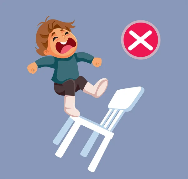 Enfant Tombant Une Chaise Illustration Vectorielle Accident Domestique — Image vectorielle