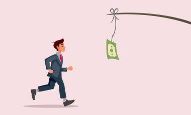 Kâr Sözleşmesi Çizgi Filmi Çizimleri Peşinde koşan İşadamı