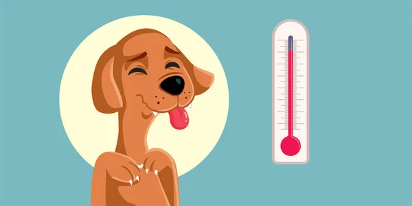 Dog Feeling Bad Hot Summer Days Vector Illustration — Stock Vector