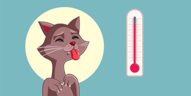 Cat Feeling Bad During Hot Summer Days Vector Illustration clipart